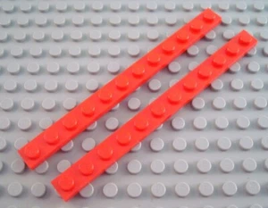LEGO Lot of 2 Red 1x12 Plate Pieces - Picture 1 of 1