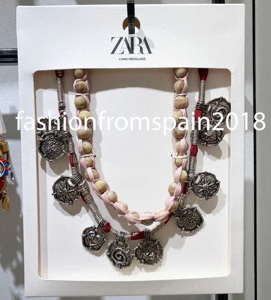 ZARA NEW WOMAN PACK OF 2 WOVEN NECKLACES WITH METAL PIECES SILVER  4548/306 - Image 1 of 1