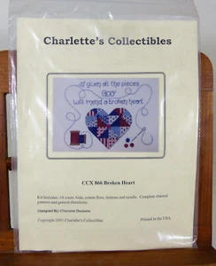 Charlette's Collectibles BROKEN HART Counted Crs\oss 11"x6" NOS Vintage 2001 - Bild 1 von 5