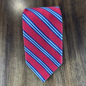 BROOKS BROTHERS 346 Silk Tie Desginer Red/Navy Blue Striped W3.75xL57 Made USA - Picture 1 of 4