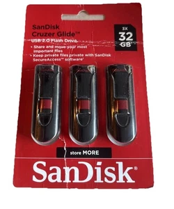 SanDisk Cruzer Glide 32GB USB 2.0 Flash Drive 3er Pack - Bild 1 von 2