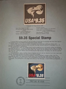 Scott #1909 Express Mail Eagle Special Stamp Souvenir Page with First Day Issue - Picture 1 of 1
