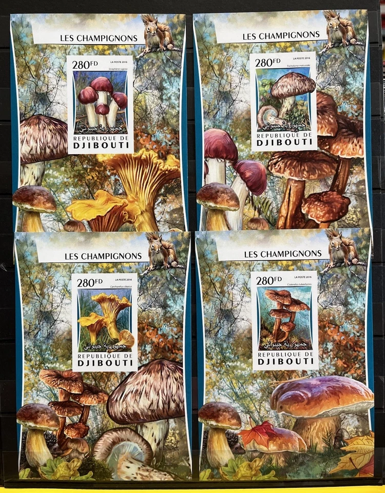 Djibouti - Cogumelos / Fungos - Timbres - Selos - 4 De Luxes Imperf. MNH** - YG1 - Imagem 1 de 1