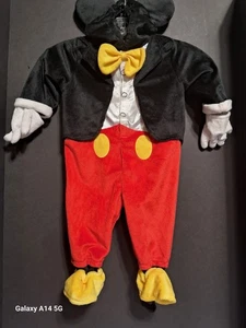 Mickey Mouse Baby 9/12Mo Disney Deluxe Costume 1 Pc Hooded Velour Warm Toys R Us - Picture 1 of 7