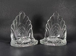 Vintage Cambridge Caprice Glass Candle Holder Reflectors 2 Scalloped Shell Clear - Picture 1 of 22