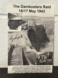 Rare Dambusters Raid, Photo Print signed by Sgt Ray Grayston - Picture 1 of 9