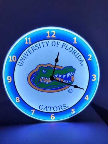 Florida Gators Round LED Clock Desk Top Wall 6' Cord 12" Diameter Cover