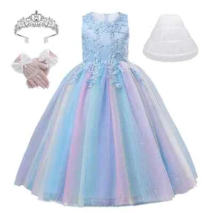 3-12 Years Girls Rainbow Lace Flower Wedding Party Dresses Graduation Ceremony - Picture 1 of 41