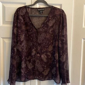 Norton McNaughton purple semi sheer blouse paisley size 18 paisley print Y2k - Picture 1 of 5