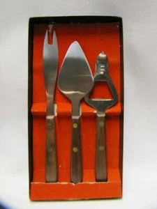 Set Utensili Bar Manici Palissandro Fontana Acciaio Inox Nuovi con Scatola NOS Vintage - Foto 1 di 9