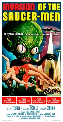 INVASION OF THE SAUCER-MEN (1957) - 41"x79" - ENORME pôster clássico de filme de ficção científica!! - Imagem 1 de 4