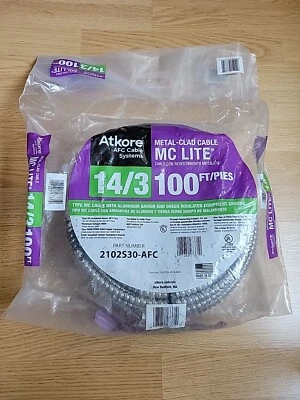 Atkore Solid MC LITE  Metal-Clad 14/3 Cable 100 Ft - Image 1 of 2
