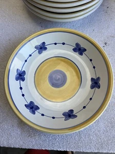 "Un plato de ensalada de almuerzo vintage CALECA ITALY 8"" azul amarillo cerámica pintada a mano" - Imagen 1 de 3