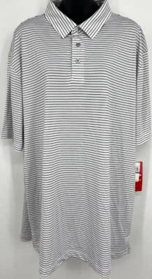 PGA Tour Mens Golf Polo Stripe White Black XXL NEW NWT Collared Short Sleeve - Image 1 of 4