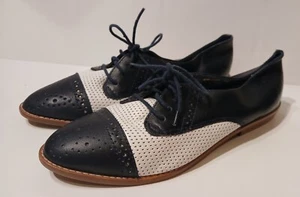 Spectator Shoes 80s Aesthetic Vintage Saddle Womens Shoes Rockabilly Wing Tip 7 - Picture 1 of 10