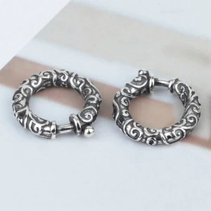 925 Sterling Silver Oxidized Spiral Spring Ring Clasp for Bracelet Necklace - Picture 1 of 7