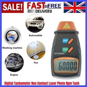 Digital Tachometer Non Contact Laser Photo RPM Tach Meter Motor Speed Gauge UK - Picture 1 of 23