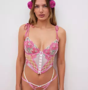 Victoria's Secret For Love and Lemons Festival Floral Bustier Large Pink Weiß - Bild 1 von 5