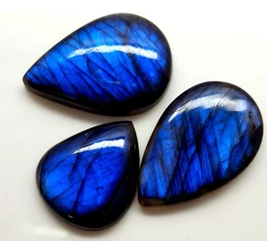 Lote de piedras preciosas cabujón pera labradorita llamativa azul 100 % natural 129,0 quilates SQ-03 - Imagen 1 de 4