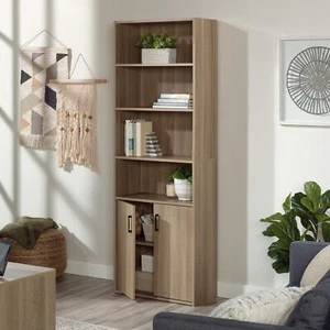 Bookcase with Doors/ Book Shelf Rectangular Storage Organizer Cabinet Rack New - Picture 1 of 12