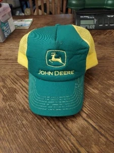 Vintage John Deere Green Foam Yellow Mesh Adjustable Snapback Trucker Hat - Picture 1 of 7