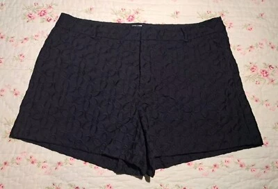 Pantalones Cortos Elle Negros Mujer 8 Cortos Elevados Bordados Diseño Floral 100% Algodón Foto 1 de 4