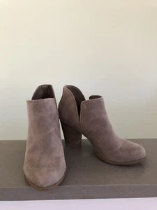 Fergalicious By Fergie Boots 6.5 M Charley Ankle Bootie Gray Taupe Faux Suede - Picture 1 of 14