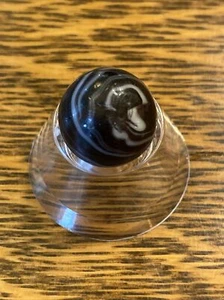 Antico Marmo Vintage Fatto a Mano 5/8” Transizione Con Pinch Pontil Bianco e Nero - Foto 1 di 5
