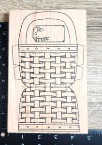 Woven Basket w/Gift Tag Template,Large LIMITED EDITION Rubber Stamp Ana's Basket - Picture 1 of 8