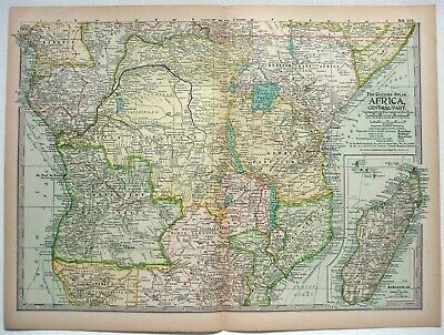 Original 1897 Map Of Central Africa By The Century Company. Antique • 30.98$