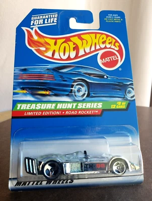 Hot Wheels ROAD ROCKET Chrome #756  1998 TREASURE HUNT #08/12 TH-98 1:64 3 Spoke - Image 1 of 4