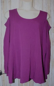 Womens Pretty Purple Isaac Mizrahi Cold Shoulder Sleeve Shirt Size 3X excellent - Picture 1 of 4