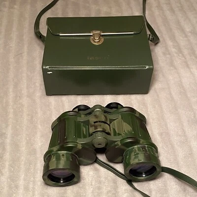 TASCO ZIP Army OD Green Olive Drab Binoculars 223RZ 10x50 Wide Angle w/ Case - Image 1 of 4