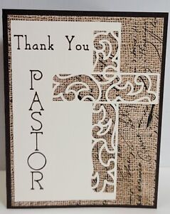 Handcrafted Greeting Card- Thank You - Pastor - Cross - v2