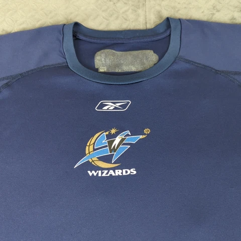Washington Wizards Shirt Reebok NBA Fusion Vintage Long Sleeve Blue Men XL Cover