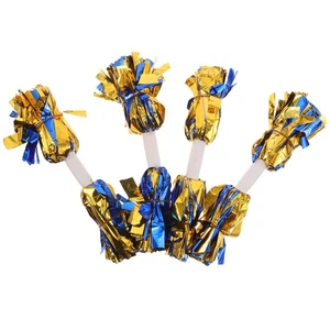  4pcs Cheer Pom Poms: Cheerleading Hand Flowers with Baton Handle - Metallic - Bild 1 von 17