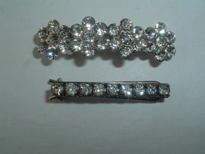 ACCESSORIO VINTAGE PICCOLO STRASS TONO ARGENTO METALLO BARRETTE PER CAPELLI - Foto 1 di 2