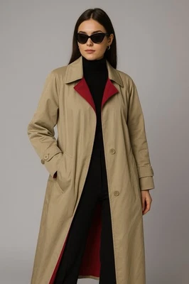 Vintage London Fog Maincoats Trench Coat Women’s 10 Tan Zip-Out Dual Red Lining - Image 1 of 4