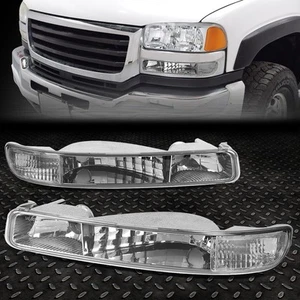 FOR 99-06 GMC SIERRA/YUKON CHROME HOUSING CRYSTAL CLEAR LENS BUMPER SIGNAL LIGHT - Picture 1 of 6