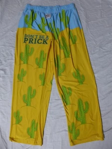 SLIP WAHNSINN gelber Kaktus "Don't Be a Prick" dehnbare Pyjama/Lounge Hose XXL - Bild 1 von 5