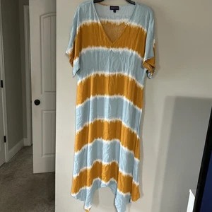 Artesia Tie Dye Midi 100% Rayon Dress Sz M Hi-low - Picture 1 of 12