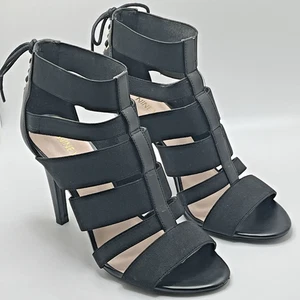 Nine West Dream Team Lace Up Strappy Stiletto Heels Size 7.5 Black Sexy - Picture 1 of 17
