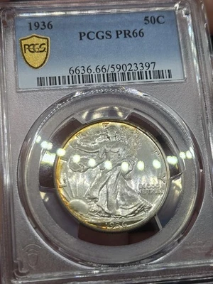 1936 Walking Liberty Half Dollar 50c PF66 PCGS Blast White Proof ☆ Wet Looking - Image 1 of 4