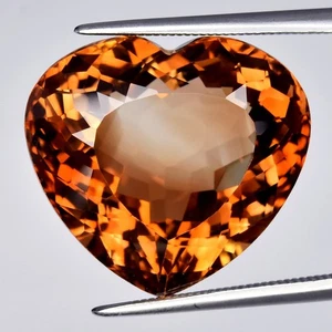 💎 22.36ct 18.5x17mm VVS Heart Natural Champagne Topaz - Brazil Gemstone - Picture 1 of 4