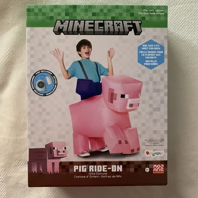 Disguise Kids' Minecraft Pig Ride On Inflatable Costume  One Size Pink - Photo 1/2