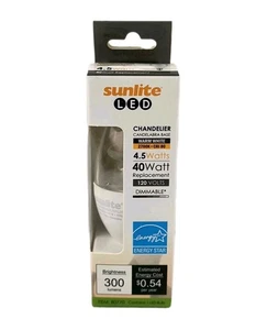 Sunlite Chandelier Torpedo Tip LED 80770 Dimmable Warm White Bulb 4.5W/27K L1 - Picture 1 of 6