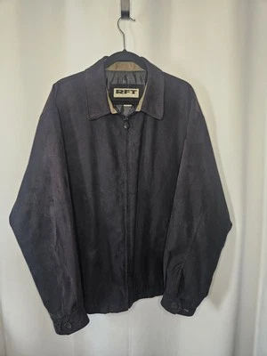 Vintage RFT Rainforest Black Micro Suede Jacket XL Inside Zipper Phone Pocket  - Image 1 of 4