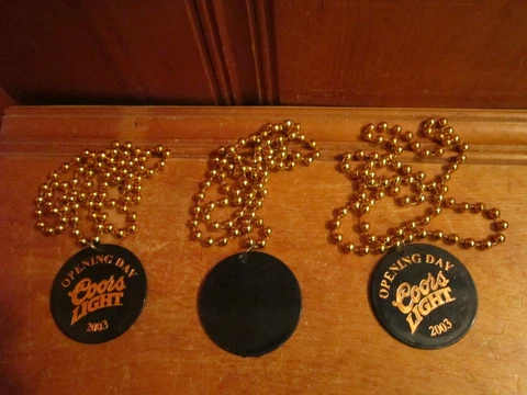 Lot of 3 Opening Day 2003 Gold Bead Necklace Coors Light Baltimore Orioles Promo Cover