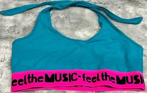 Wear Zumba Dance Feel the Music XXL Sports Halter Bra Top Shirt Blue Hot Pink - Picture 1 of 8