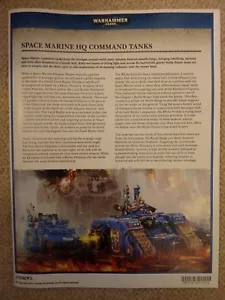 Space Marine Warhammer World Exclusive HQ Command Tanks REGLAS - 40K - Imagen 1 de 1